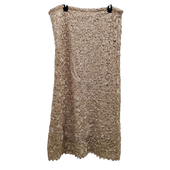 S.M. Collection Vintage Pale Pink Cream Fairycore Lace Whimsy Twee Maxi Skirt L - Picture 7 of 7